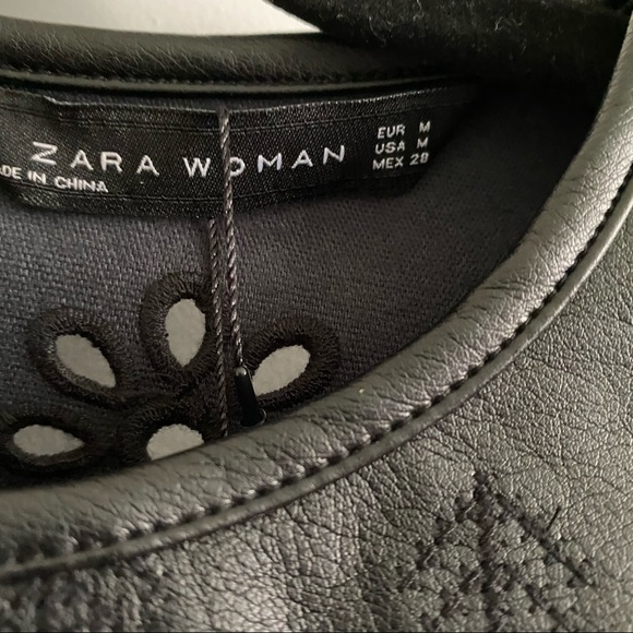 Sheer faux leather embroidered blouse - Picture 12 of 13